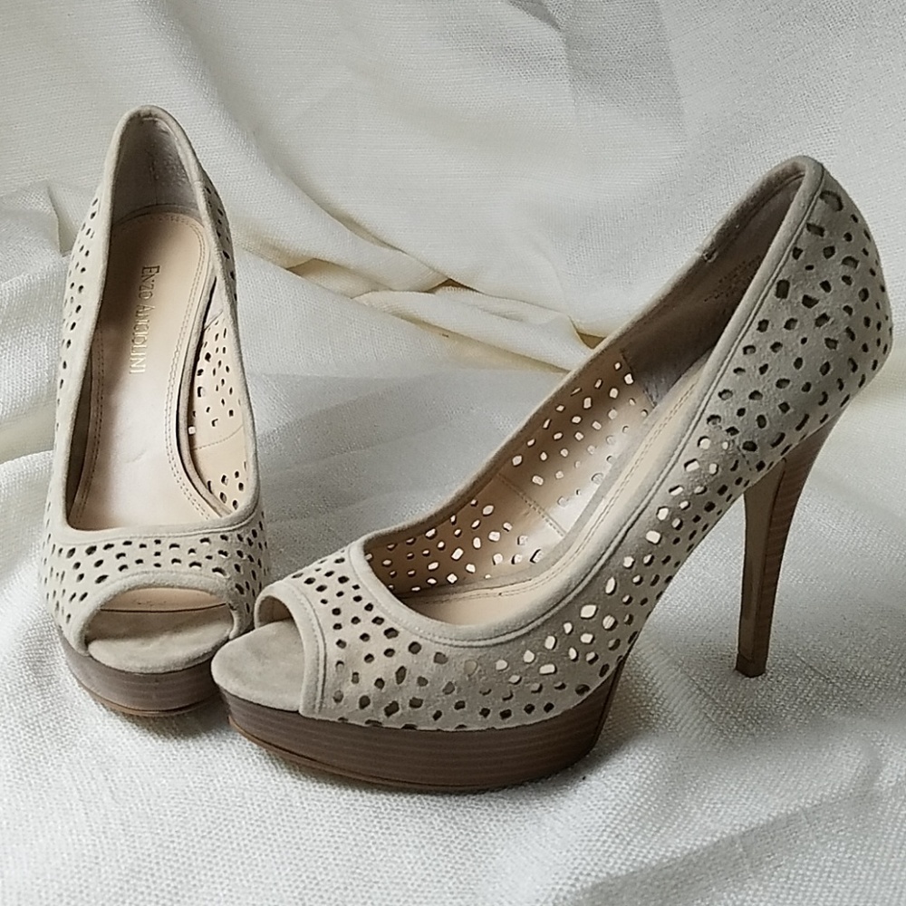 Enzo Angiolini Suede Nude Platform Heels "Easully"